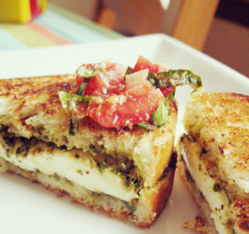 Fancy grilled cheese with bruchetta