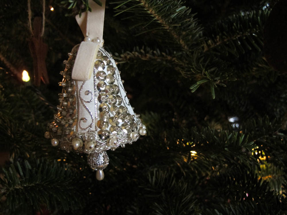 Sequin ornament made by grandma