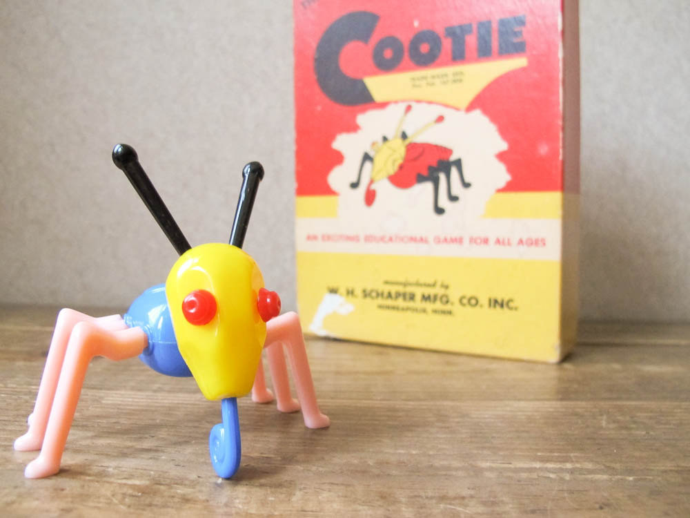 Vintage Cootie Game Rosy Blu