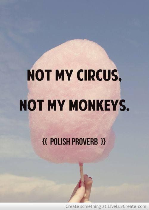 Not my circus. Not my monkeys. (Polish proverb)