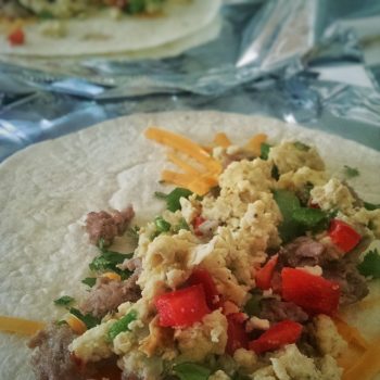 Camping food: breakfast burritos