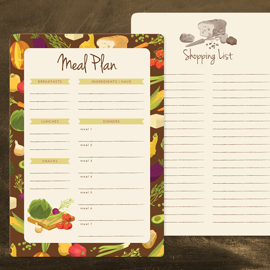Weekly Meal Plan/Shopping List notepads (pre-order special!)